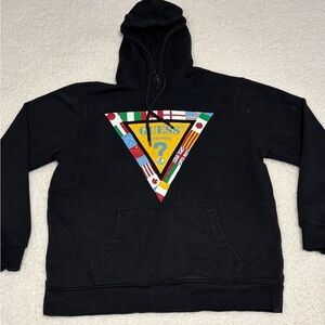 Guess Men Black Summer Games Logo Graphic Hoodie